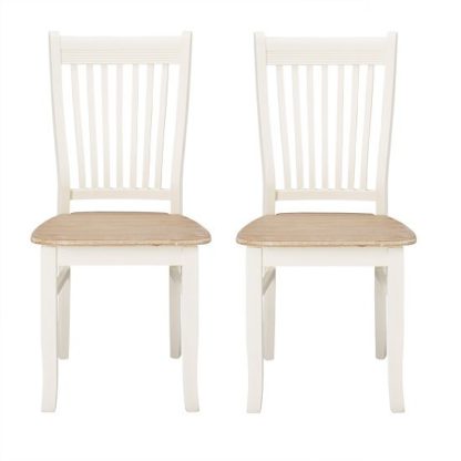 An Image of Julian Dining Chair In Distressed Effect Wooden Seat in A Pair