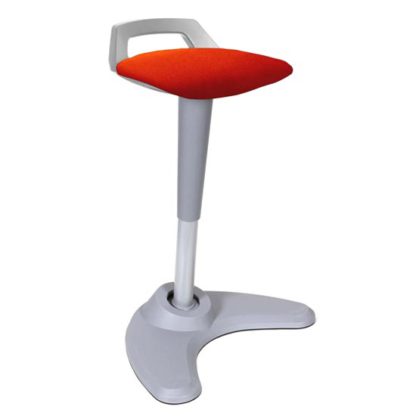 06d7dad550c752601cbc9f5b74eefe029b623dd3d52a13fe61dbca4111e32db1.jpg An Image of Spry Fabric Office Stool In Grey Frame And Tobasco Red Seat
