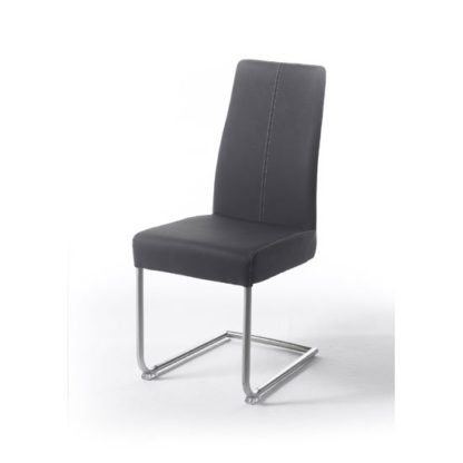 An Image of Antigua Metal Swinging Grey Faux Leather Dining Chair