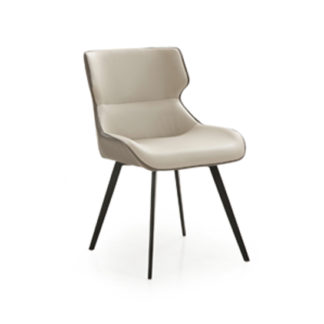 An Image of Ancha Dining Chair In Stone And Dark Grey