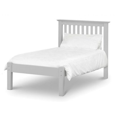 An Image of Velva Wooden Single Low Foot Bed In Dove Grey Lacquer