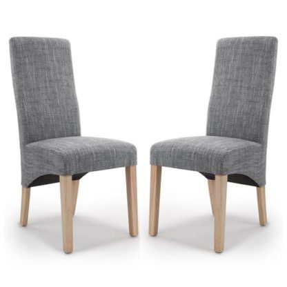 07c5abadb6e18e3b5189a9202a6ee0c4b8eb8398a06b5c51a068f132d3a77dae.jpg An Image of Baxter Grey Wave Back Tweed Dining Chair In A Pair