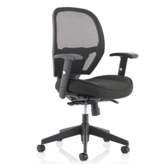 An Image of Denver Leather Mesh Office Chair In Black With Arms
