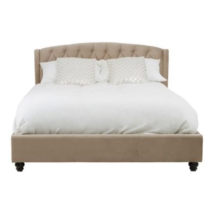 An Image of Flegetonte Fabric King Size Bed In Mink Beige