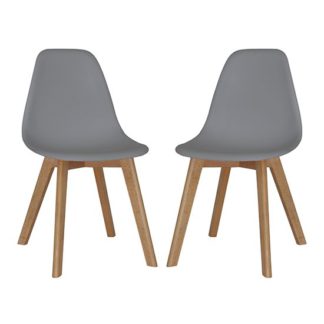An Image of Canum Grey Plastic Dining Chairs In Pair With Beech Legs