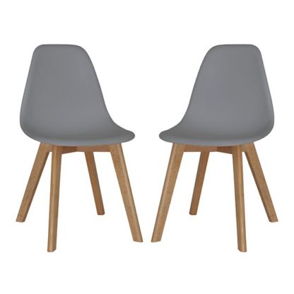 An Image of Canum Grey Plastic Dining Chairs In Pair With Beech Legs