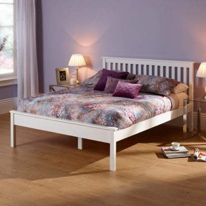 An Image of Heather Hevea Wooden Double Bed In Opal White