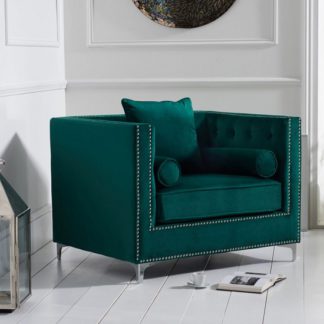 An Image of Mulberry Modern Fabric Sofa Chair In Green Velvet