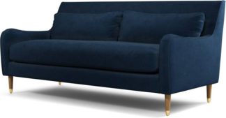 An Image of Content by Terence Conran Oksana 3 Seater Sofa, Plush Indigo Velvet with Light Wood Brass Leg