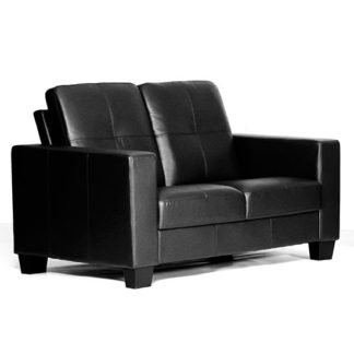 An Image of Lena Leather And PVC Bonded 2 Seater Sofa In Black