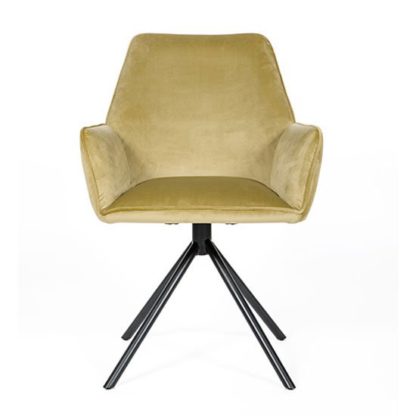 An Image of Uno Velvet Fabric Dining Chair In Citron
