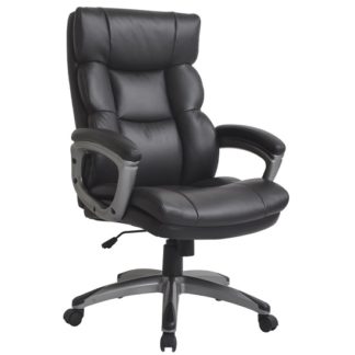 An Image of Girton PU Office Chair In Dark Brown With Nylon Black Casters
