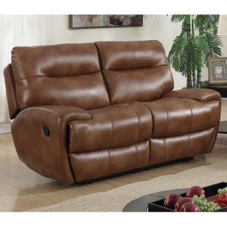 An Image of Orionis LeatherGel And PU Recliner 2 Seater Sofa In Brown