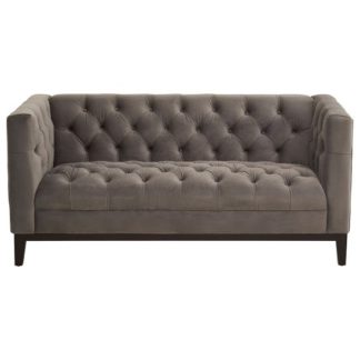 An Image of Elgafar Soft Velvet Two Seater Sofa In Grey With Black Feet