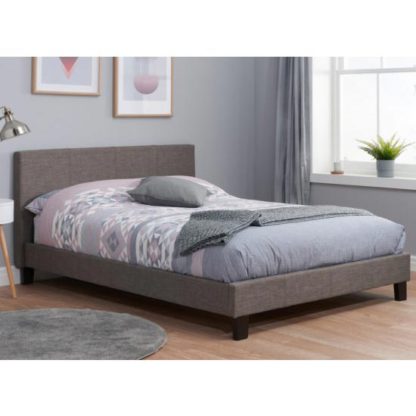 An Image of Berlin Fabric King Size Bed In Grey