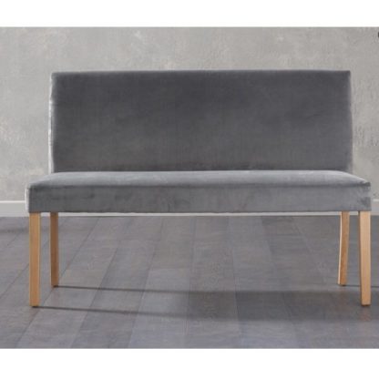 An Image of Birlea Dining Bench Large In Grey Plush Velvet With Back Rest