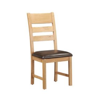 An Image of Heaton Ladder Back Dining Chair In Rustic Light Oak