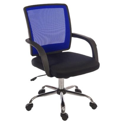 0a4d0c1bbf193980949088f35761cd7bbd2cc42e23f3c2f71845f39dbe9dd52f.jpg An Image of Fenton Home Office Chair in Black With Blue Mesh Back