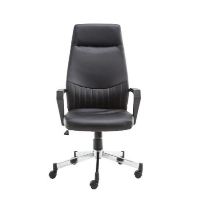 An Image of Downing High Back Faux Leather office Chair In Black