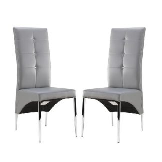 An Image of Vesta Dining Chair In Grey Faux Leather In A Pair