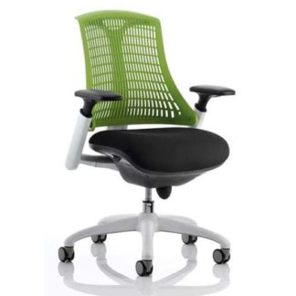An Image of Flex Task Office Chair In White Frame With Green Back