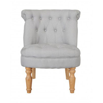 An Image of Carlos Boudoir Style Chair In Blue Fabric With Linen Effect