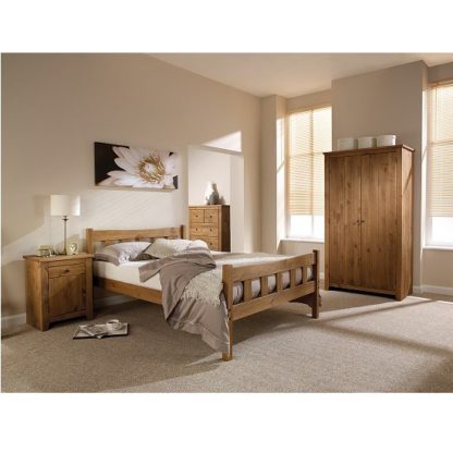 An Image of Pascal Wooden King Size Bed In Pine Finish