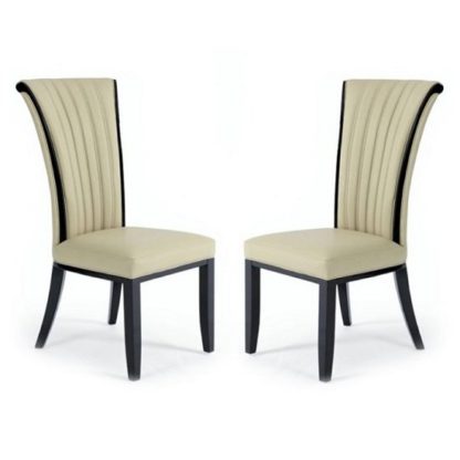 0b2abb83db1527b19b74c8e11be02998cbb3a037a0796cb3530770575fec5fa4.jpg An Image of Horizon Dining Chair In Cream Bonded Leather In A Pair