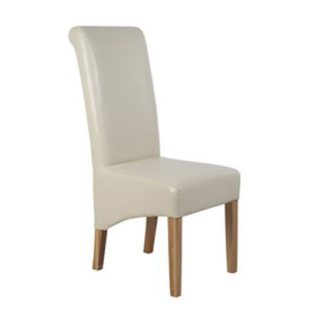 An Image of Parson Faux leather Cream Dining Chair