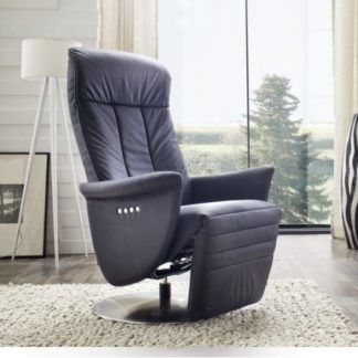 An Image of Saltos Relaxing Chair In Black Leather With Stainless Steel Base