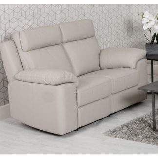 An Image of Enzo Faux Leather Fixed 2 Seater Sofa In Putty