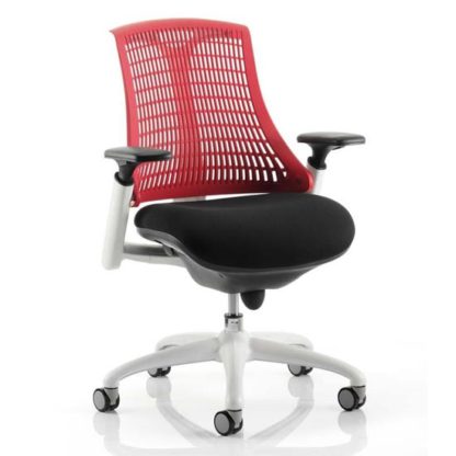An Image of Flex Task Office Chair In White Frame With Red Back