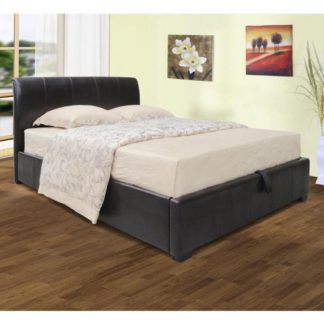 An Image of Savona Faux Leather Storage Double Bed In Black