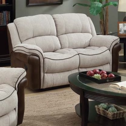 An Image of Lerna Fusion Fabric 2 Seater Sofa In Mink