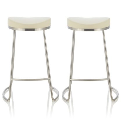 An Image of Seraphina Bar Stool In Cream Faux Leather In A Pair