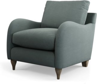 An Image of Custom MADE Sofia Armchair, Athena Dark Grey with Light Wood Leg