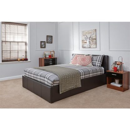 An Image of End Lift Ottoman Double Bed In Brown