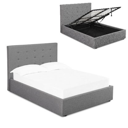 0c6014a7dbd5abe8d8097f9eaa7d060bf5ac6f6f8706a024dfbde157e0ee9b1d.jpg An Image of Rother Double Storage Bed In Upholstered Grey Fabric