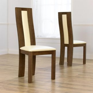 An Image of Marila Dining Chair In Cream PU With Dark Oak Frame In A Pair