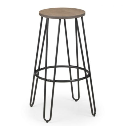 An Image of Dalston Wooden Round Bar Stool In Mocha Elm