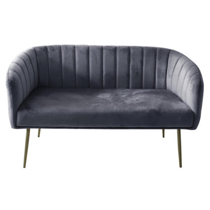 0c80437468f4bcda94842e68ed98436d7708162639ac3f2ab047a8786f61daaf.jpg An Image of Wingfield Velvet 2 Seater Sofa In Grey With Gold Metal Legs