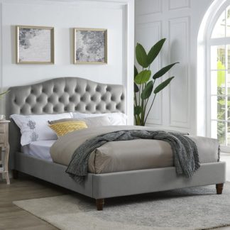 An Image of Sorrento Double Fabric Bed In Cappuccino