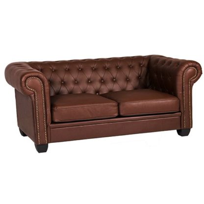 An Image of Winston Leather And PVC 3 Seater Sofa In Auburn Red