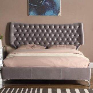 An Image of Ashbourne Velvet Upholstered King Size Bed In Grey