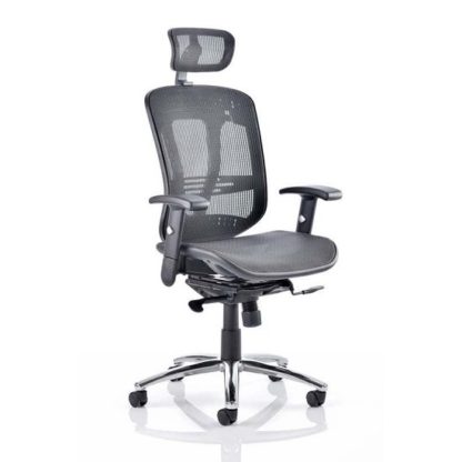 An Image of Lydock Mesh Executive Chair In Black With Headrest