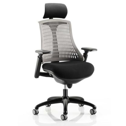 An Image of Flex Task Headrest Office Chair In Black Frame With Grey Back