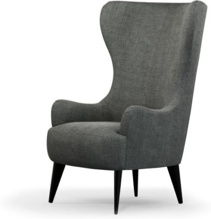 An Image of Custom MADE Bodil Accent Armchair, Steel Grey Velvet with Black Wood Leg