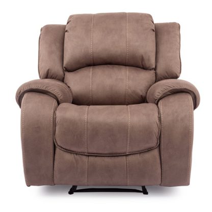 An Image of Ryan Recliner Textured Fabric Arm Chair In Biscuit Finish