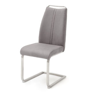 An Image of Giulia Cantilever Dining Chair In Ice Grey
