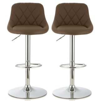 An Image of Trezzo Modern Bar Stool In Cappuccino Faux Leather In A Pair